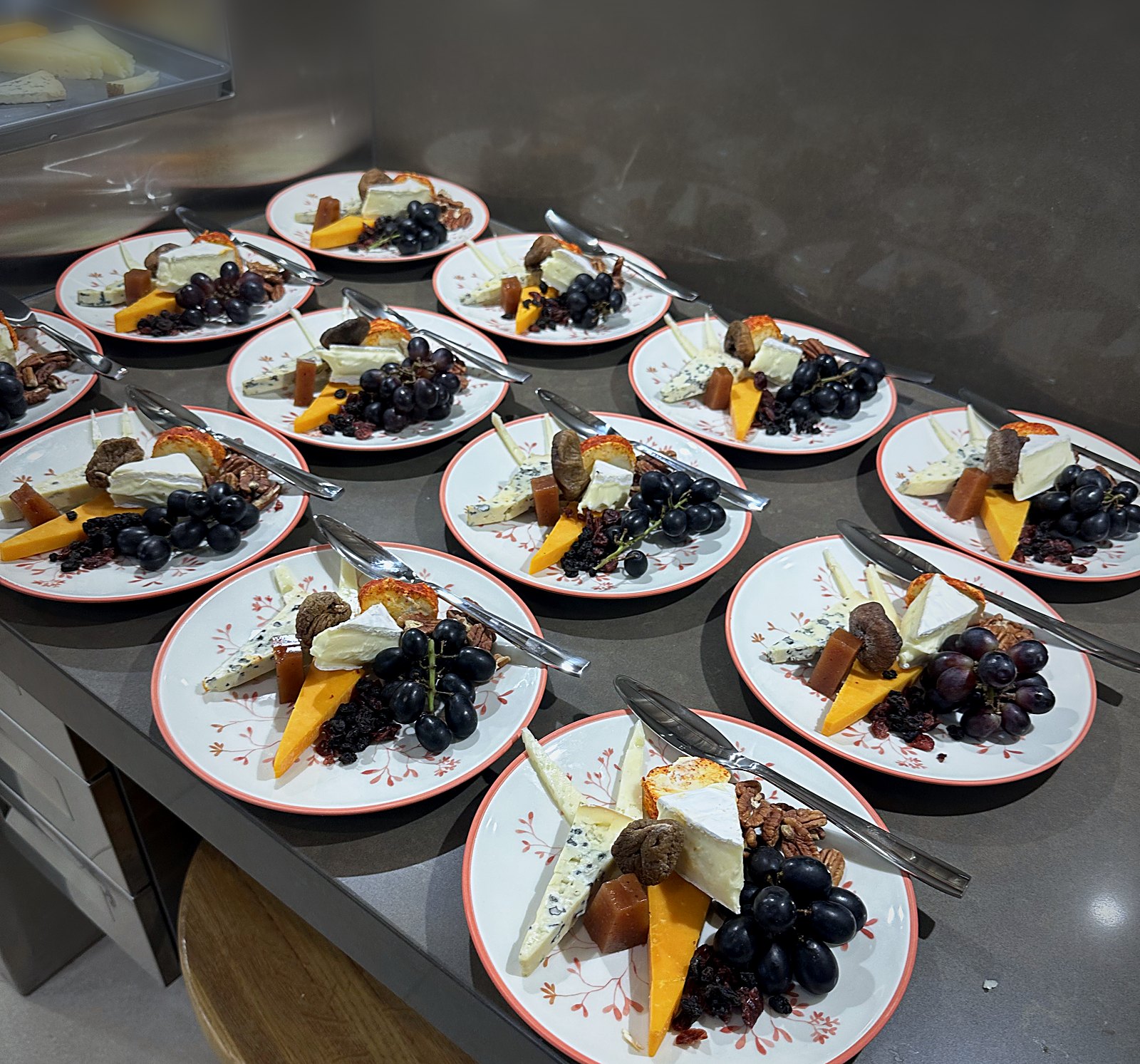 Cheese and fruit course for a celebration