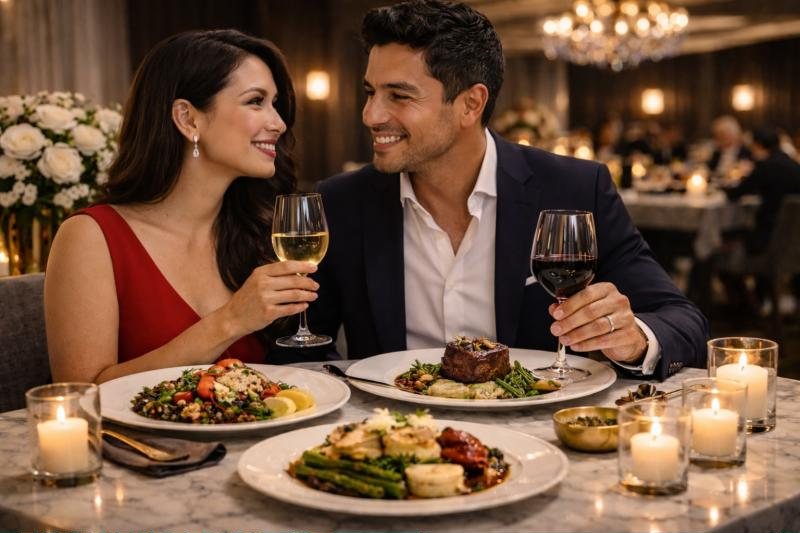 Couple enjoying a candlelit private dinner