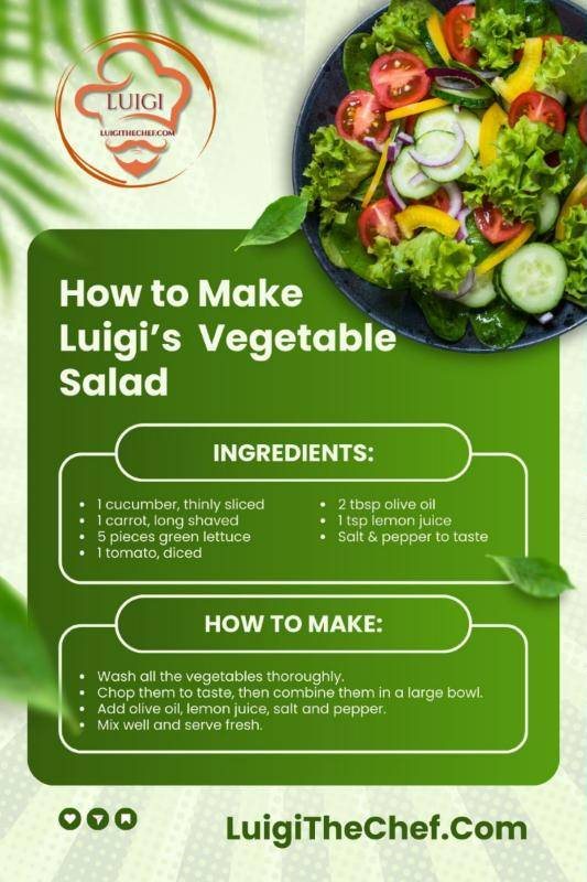 Luigi's vegetable salad recipe card
