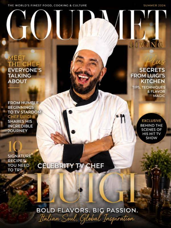 Chef Luigi on the cover of Gourmet Living magazine